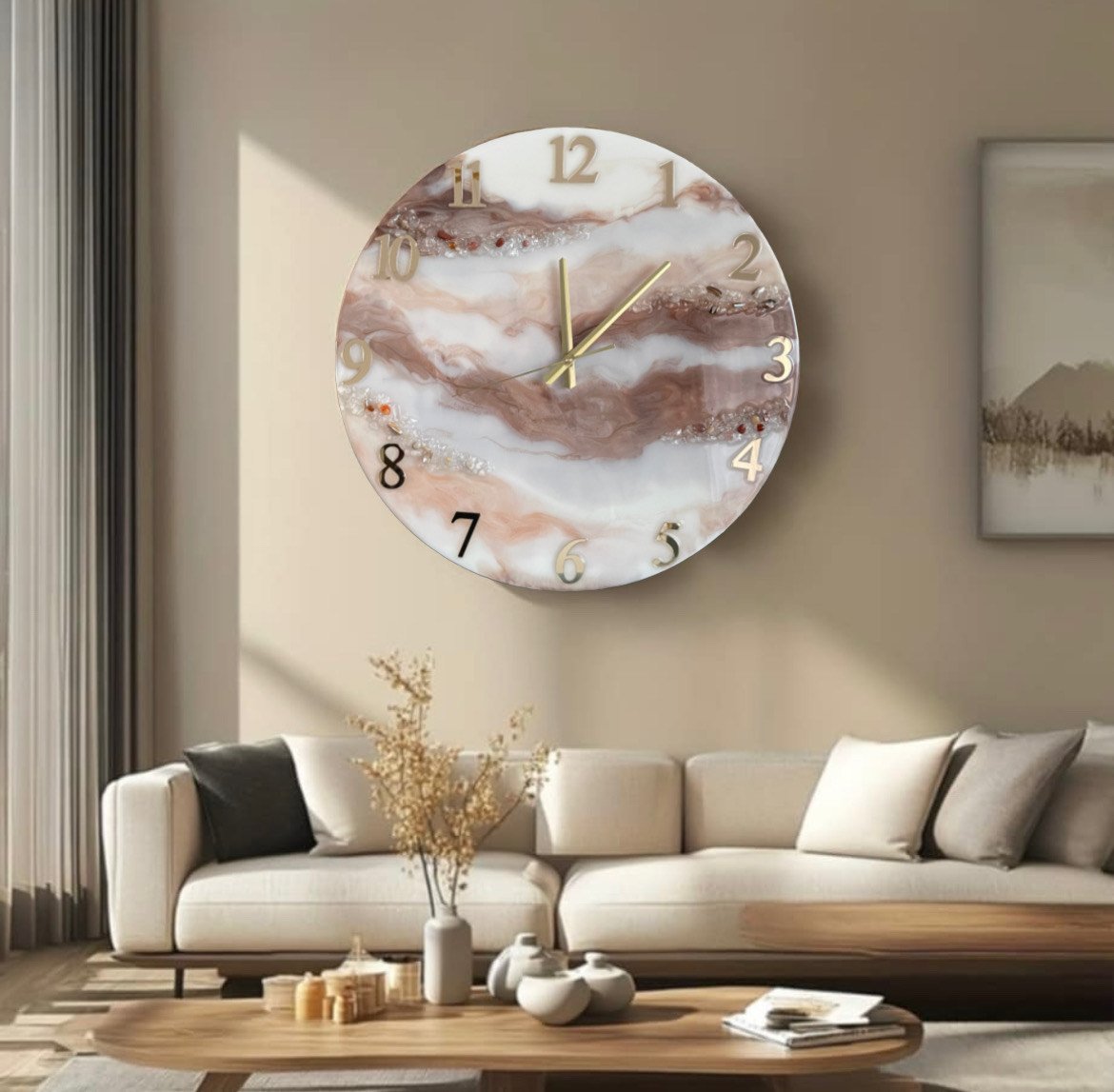 Laikrodis "Rudas marmuras" 50cm