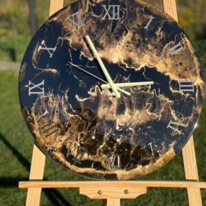 Laikrodis "Juodas marmuras su auksu" 50cm