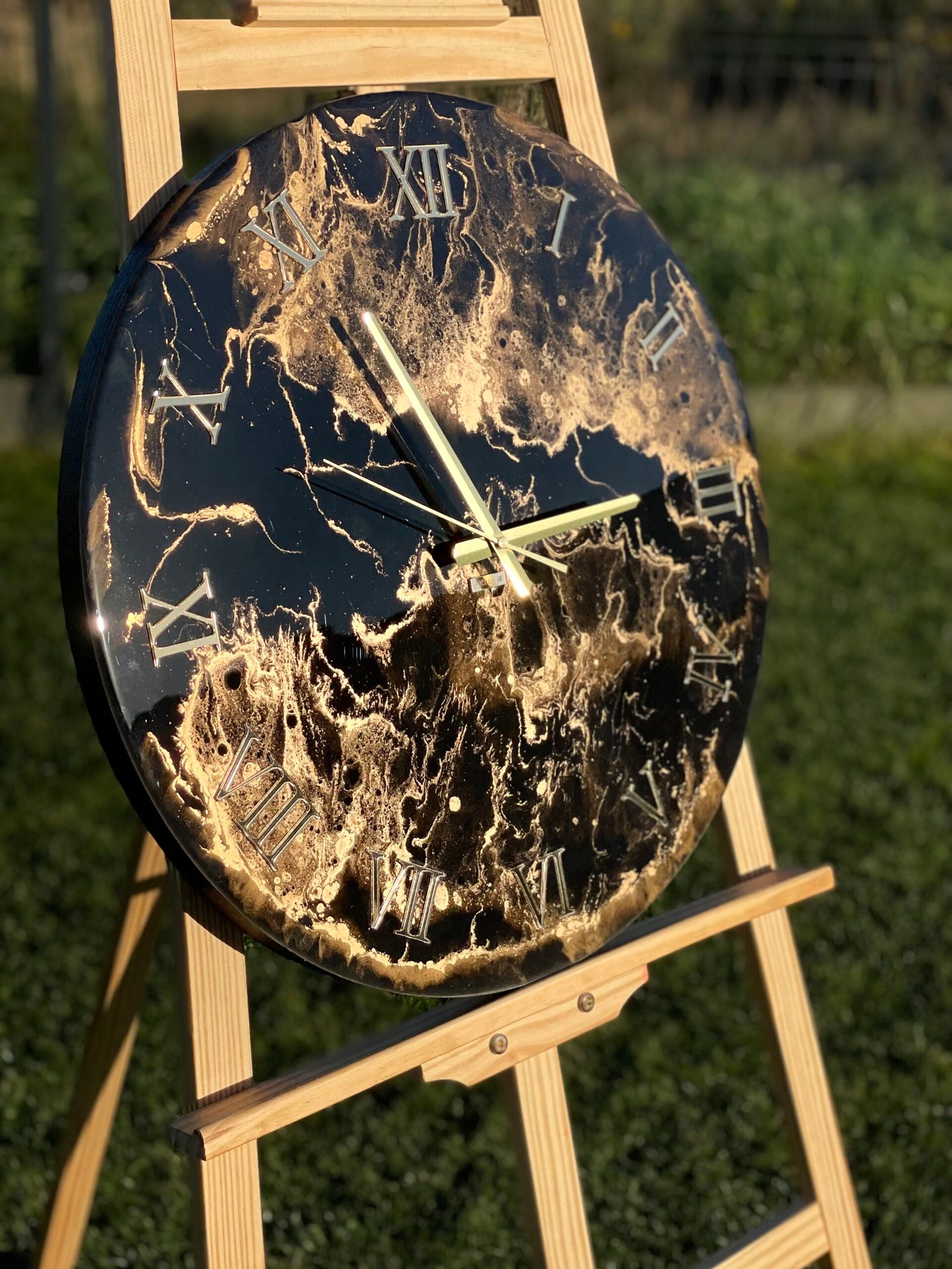 Laikrodis "Juodas marmuras su auksu" 50cm - Image 2