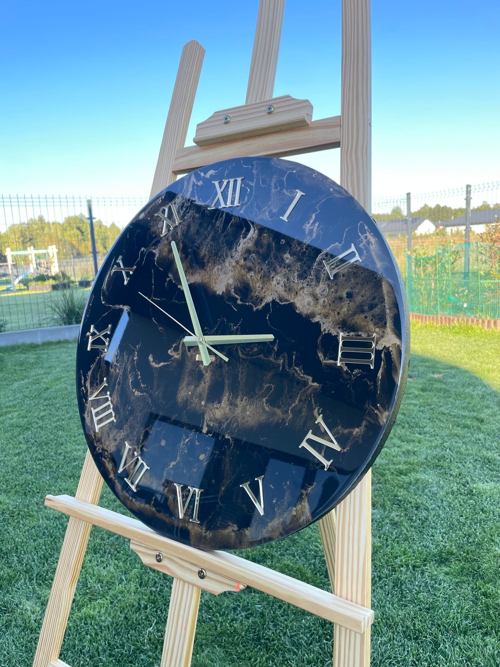 Laikrodis "Juodas marmuras su auksu" 50cm - Image 7