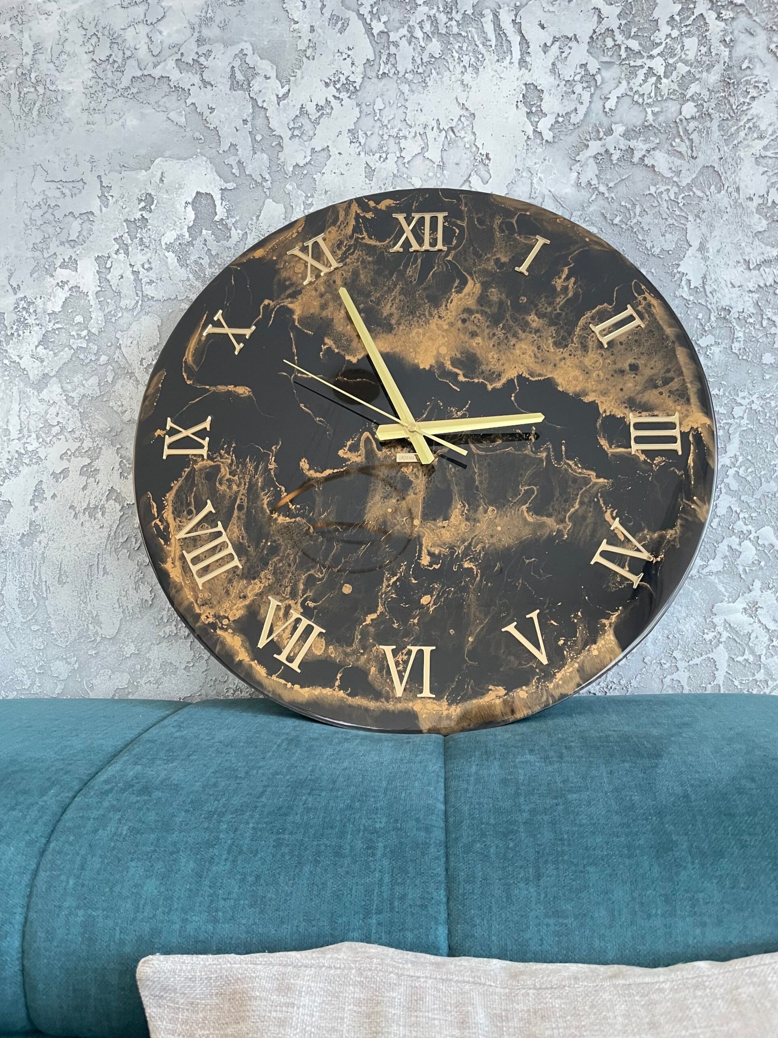 Laikrodis "Juodas marmuras su auksu" 50cm - Image 8