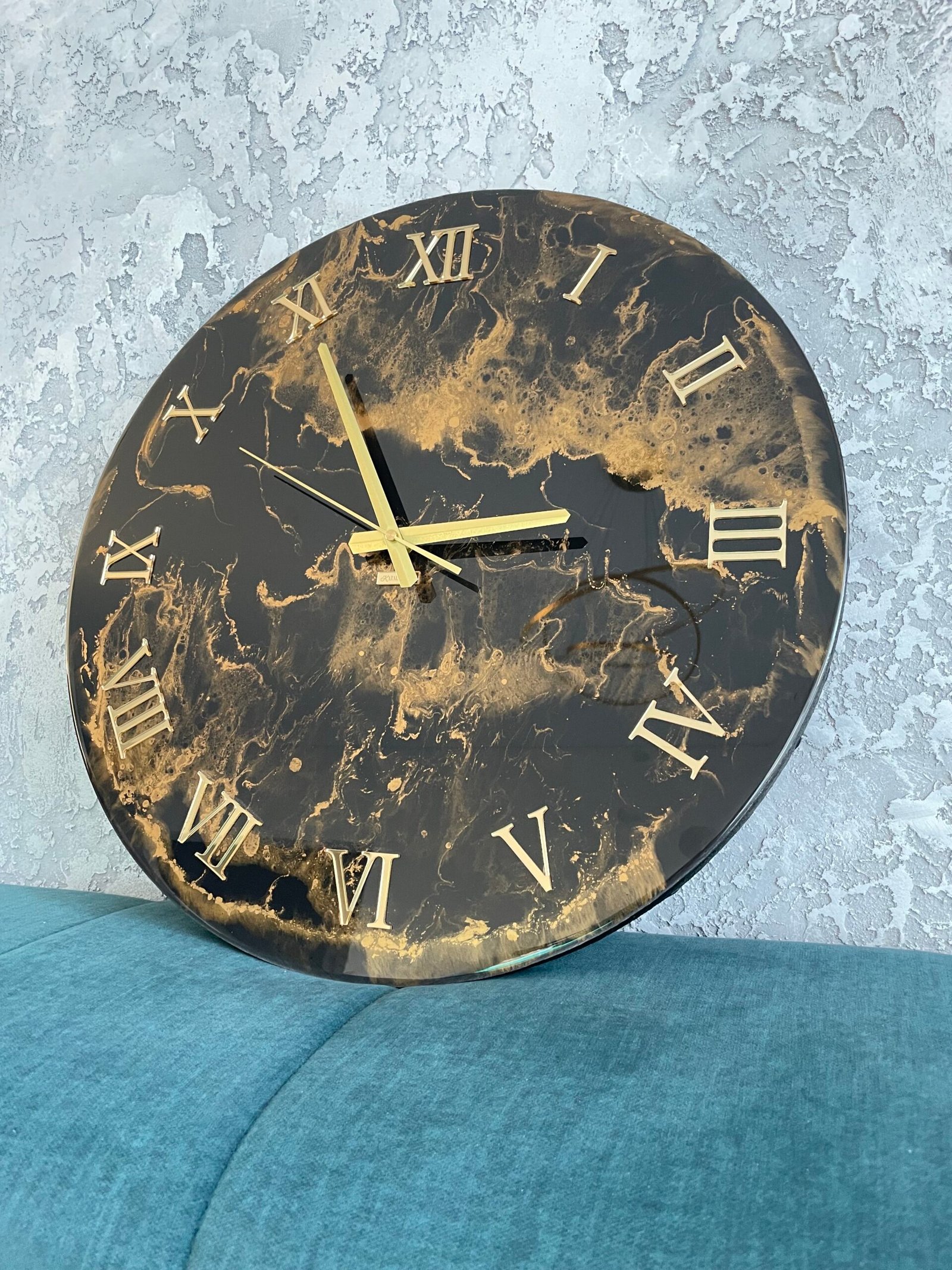 Laikrodis "Juodas marmuras su auksu" 50cm - Image 9