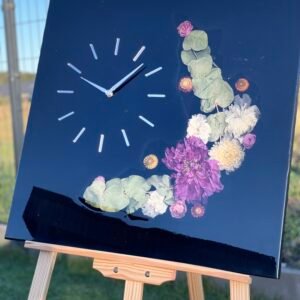 Laikrodis "Juodas su gyvomis gėlėmis" 60cm