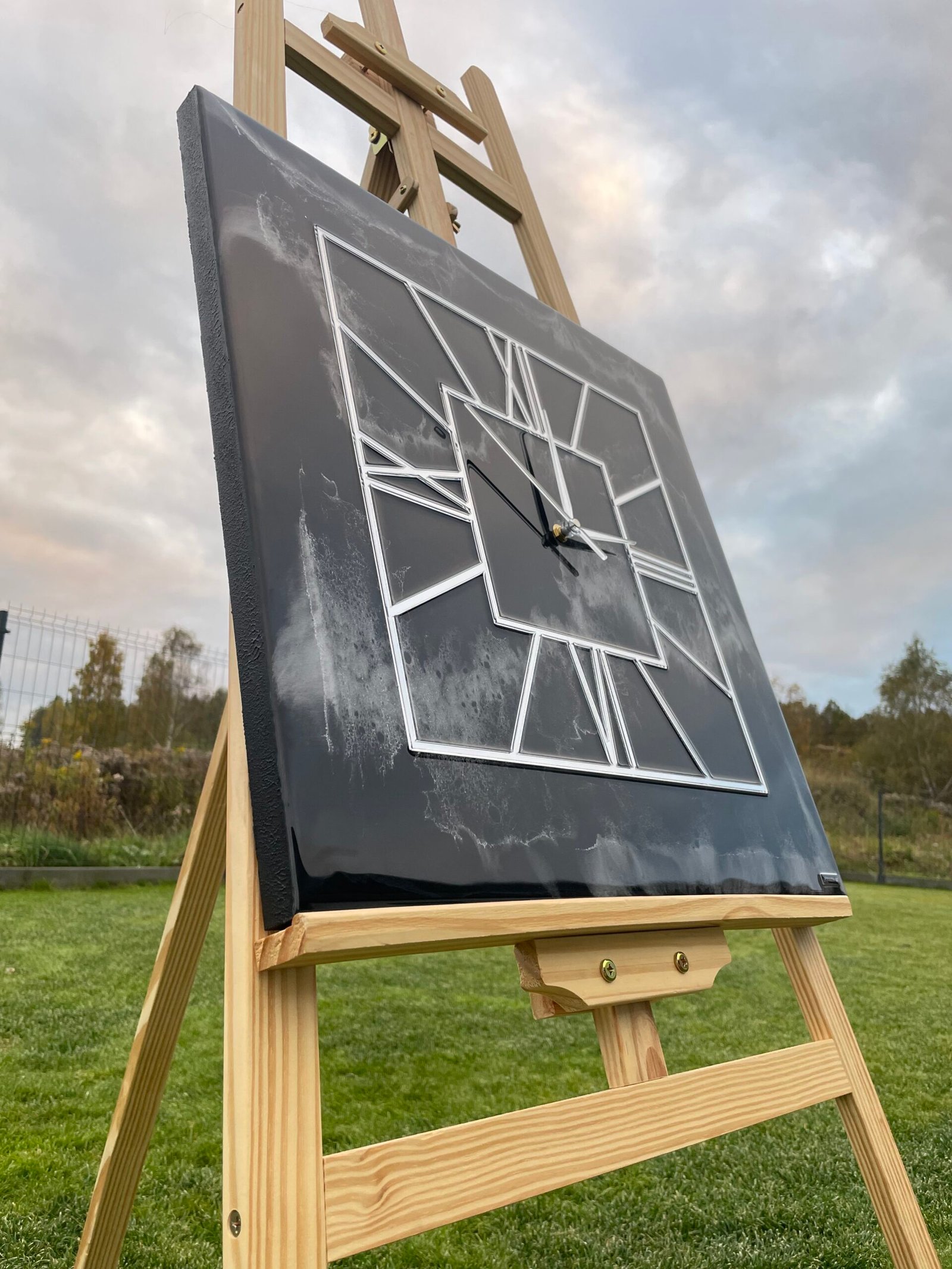 Laikrodis "Juodas marmuras su sidabru2" 50cm - Image 4