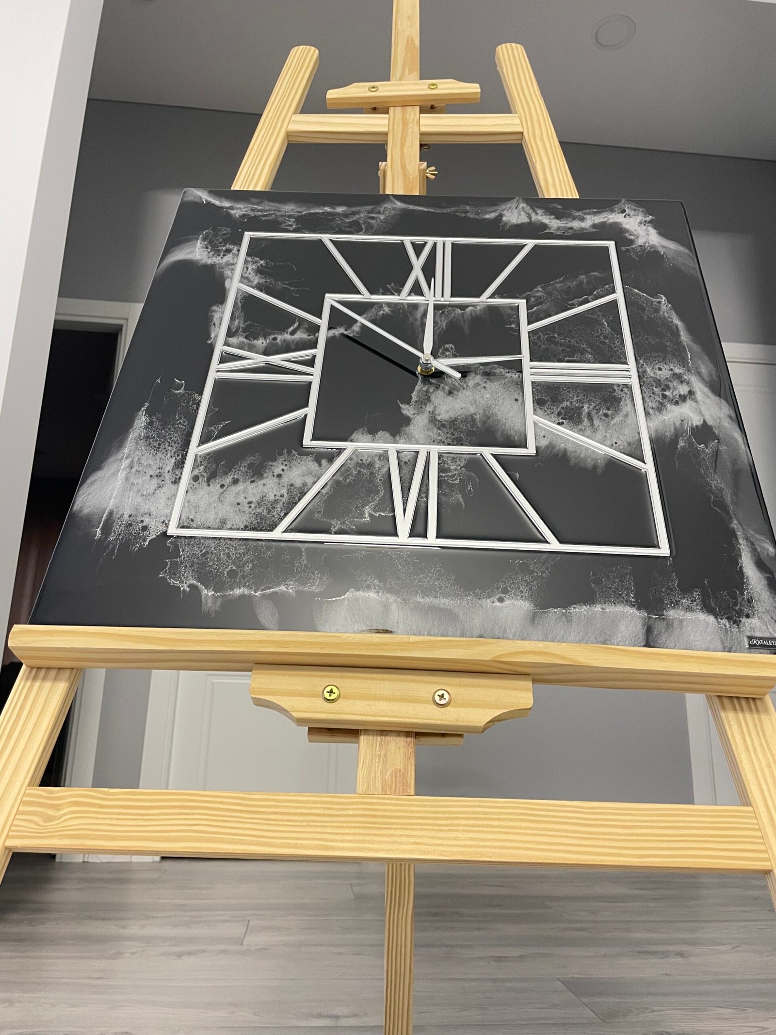 Laikrodis "Juodas marmuras su sidabru2" 50cm - Image 8