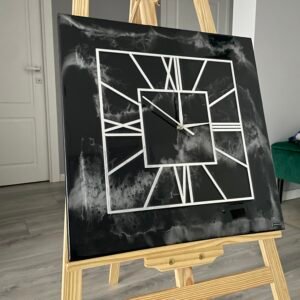 Laikrodis "Juodas marmuras su sidabru2" 50cm