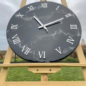 Laikrodis "Juodas marmuras su sidabru" 50cm