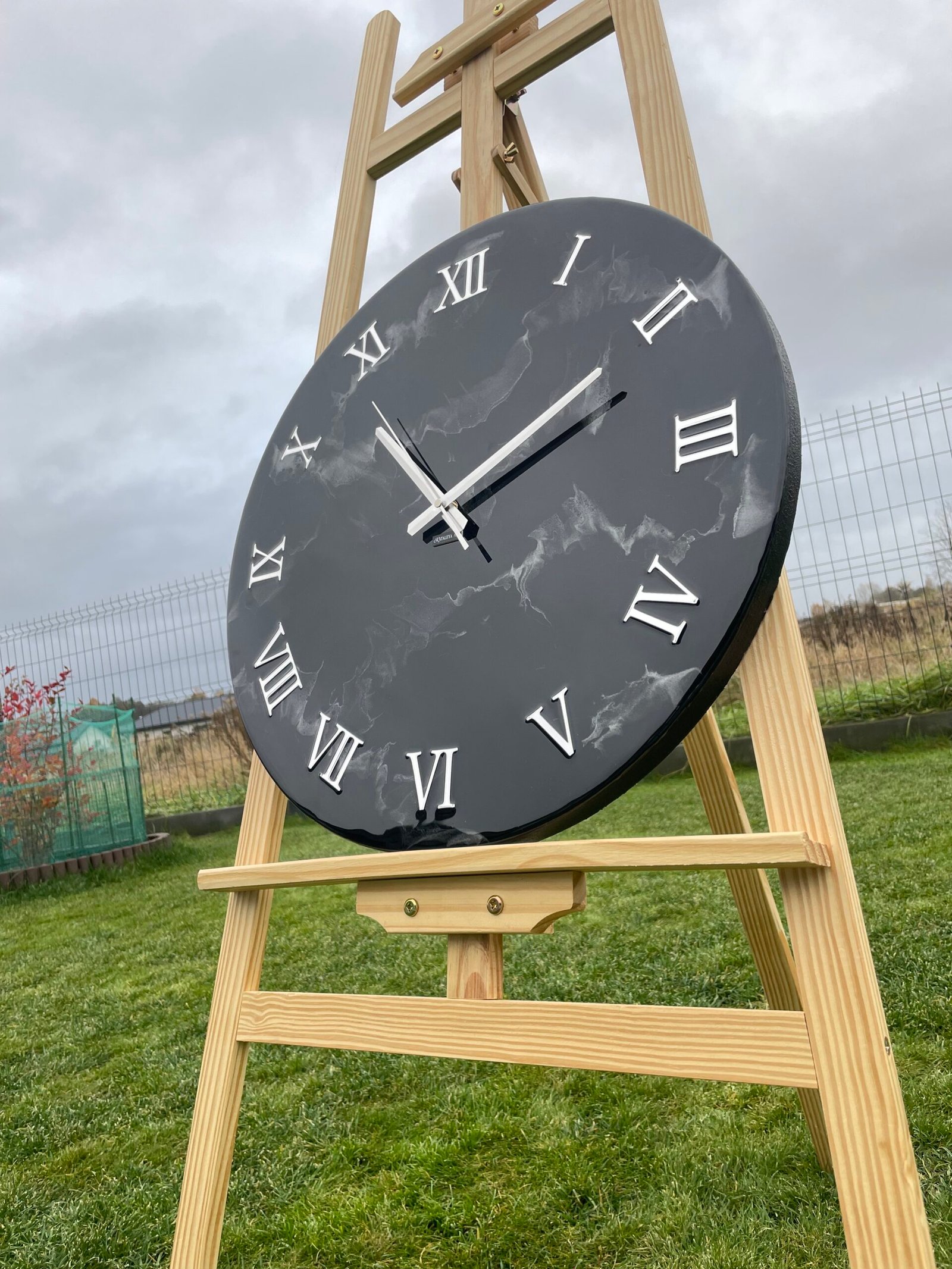 Laikrodis "Juodas marmuras su sidabru" 50cm - Image 2