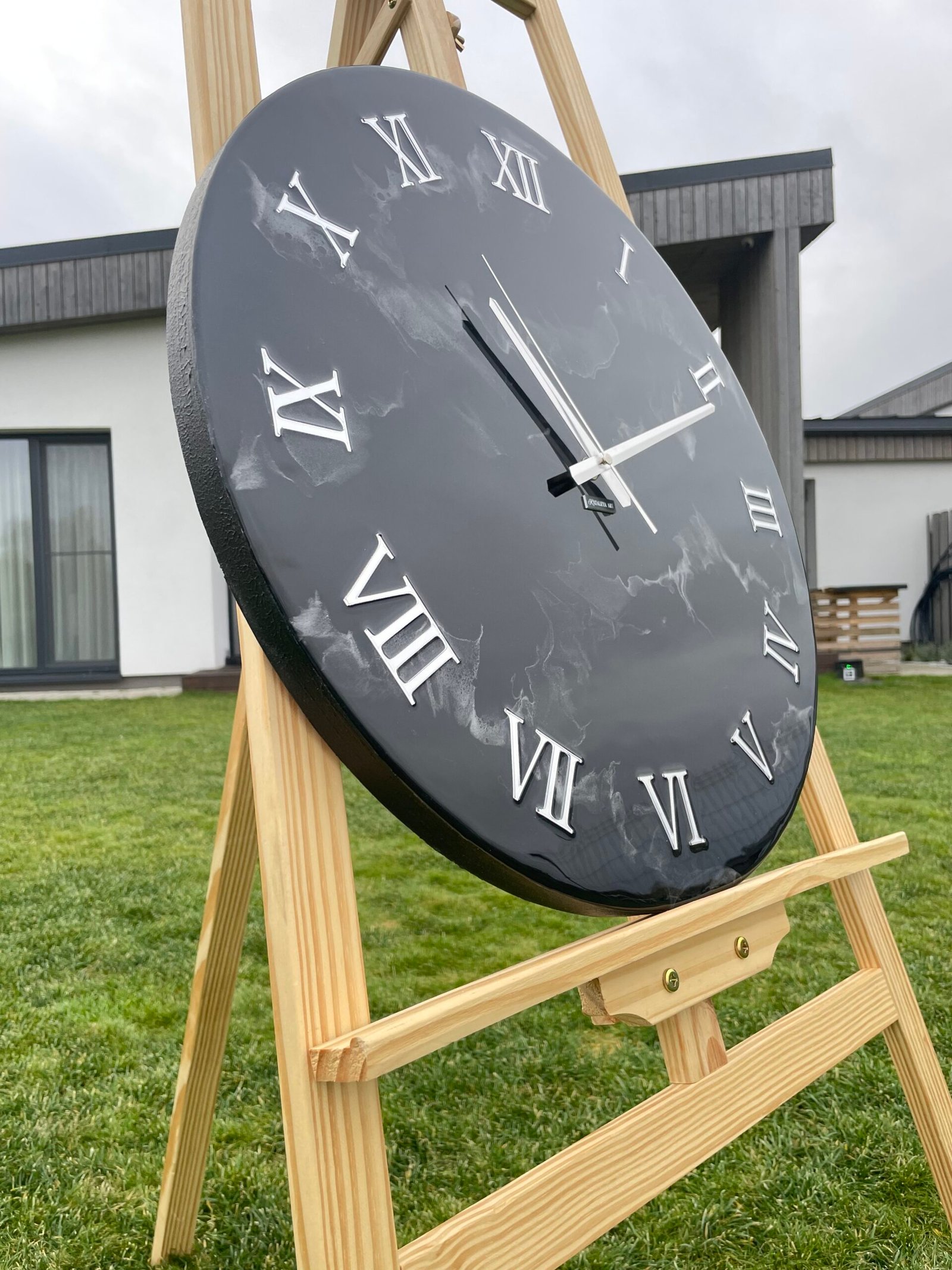 Laikrodis "Juodas marmuras su sidabru" 50cm - Image 6