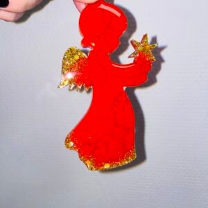 Eglutės žaisliukas "Raudonas su auksu Angelas"